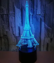 مصابيح LED ثلاثية الأبعاد الإبداعية LED LED TOUCH TABLE LAMP COLOTULL EIFFEL TORGE VISION STEREO LIGHT REMOTE TRANDIENT 3D Night Ligh3046562