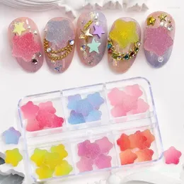 Nail Art Decorations 1 Box Clear Rhinestones Heart Star Nails Gems Stones Flat Back Diamonds Flower Charms For Supplies