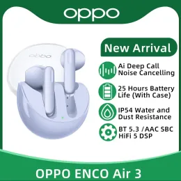 Hörlurar Oppo Enco Air 3 TWS Earphone Wireless Bluetooth 5.3 Earbuds AI Noise Avbrytande 25 timmars batteritid IP54 för Oppo Reno 9 Pro