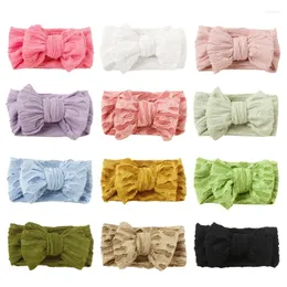 Hårtillbehör 2024 Barn Bowknot Hårband Baby Dekorativt huvudband Head Turban Wide Edge Headwear Elastic Headwrap Kids Accessory