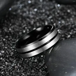 Cluster Rings Fashion 8mm Two Tone Titanium Steel For Men Women Matte Finish Stainless Promise Wedding Band Jewelry Gift