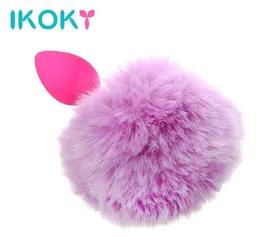 Ikoky Butt Plug Anal Plug Tail Hairy Rabbit Tail Cute Silicone Adult Products Erotic Toys Analsexleksaker för kvinnor Q1707186344322