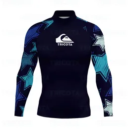 Erkekler yüzme sörf tişört plajı UV koruma mayo döküntü koruyucusu uzun kollu dalış wetsuit rashguard üstleri 240219