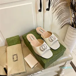 Women's Blondie Thong Sandal Circular Interlocking Flip Flop Double Leather Flat Slide Sandals low block heels Slipper For Women Summer Beach