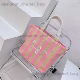 Sacos de praia Designer Totebag 2024 Verão Stripe Designer Homens Mulheres Saco Mulher Het Bolsa De Luxo Verão Bolsa De Compras Totes Bolsas De Ombro Triângulo T240301