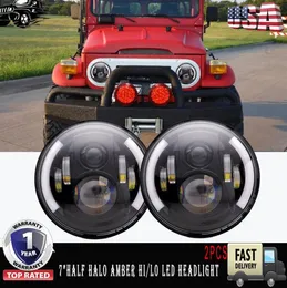 7 بوصة الجولة LED LED Headlight 7quot Projector Mostmip لجيب Wrangler Hummer Lada Niva 4x4 Truck Suzuki Samurai9080507