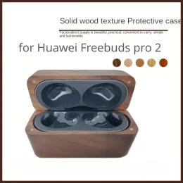 Acessórios caso de fone de ouvido de madeira maciça para huawei freebuds pro 2 bluetooth fone de ouvido capa protetora com gancho acessórios