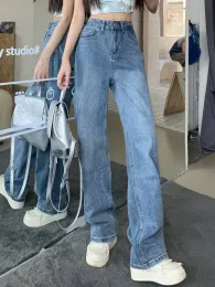 Dżinsy Zhisilao Vintage Classic Blue Prosty Jeans Kobiety luźne dżinsowe spodnie streetwear 2023