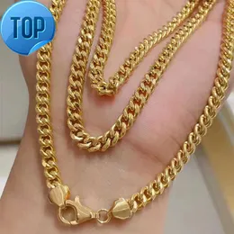 Cuban Link Chain 1.7mm-10mm Thick Necklace Custom Length Hip Hop Jewelry Gold New Design 18K Solid CLASSIC Unisex Yellow Gold