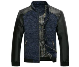 Mountainskin Pu Leather Patchwork Men039S Jackets 4XL Autumn Fashion Coats Men Outerwear Stand Collar Clothing Slim Fit SA6993740