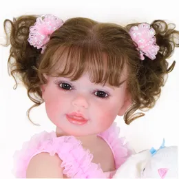 Reborn Toddler Girl Doll 22 cal Happy Dance z malowaną na 3D skórę widoczne żyły na pełnym winylu z korzeniem włosów świąteczny Prezent 240223