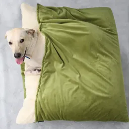Mattor Vinter husdjur säng hundar kennel varm avtagbar tvättbar biteresistent valp soffa kudde plysch kattmatta för stor husdjur sovsäck
