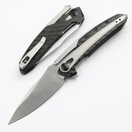 C0990 Coltello pieghevole Flipper di fascia alta CPM-20CV Lama per lavaggio in pietra CNC in fibra di carbonio con impugnatura in acciaio inossidabile Rondella con cuscinetto a sfera Coltelli tascabili EDC