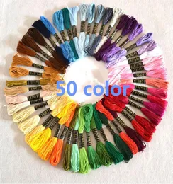 50pcs Useful Mix Colors Cross Stitch Cotton Sewing Skeins Embroidery Thread Floss Kit DIY Sewing Tools Whole Drop Shippping2658488