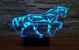 Puzzle Horse 3D Bordslampa Optisk illusion Bulbing Night Light 7 Färger Byt söta hästbarn 3D Lights5478295