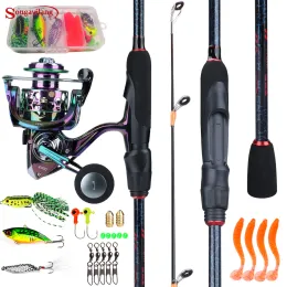 Combo Sougayilang Fishing Rod Reel Combo 1.82.4m 5 Seções giratórias e 5,2: 1 relação de transmissão 10003000 Série girando rolo de pesca