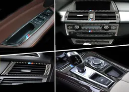 BMW E70 E70 E71 X5 X6 내부 기어 시프트 에어컨 AC CD 패널 읽기 라이트 커버 트림 스티커 액세서리 CA6037929 용 탄소 섬유