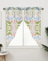 Curtain Flower Leaf Line Hand Drawn Curtains For Bedroom Window Living Room Triangular Blinds Drapes