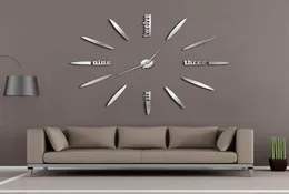 Frameless DIY Wall Clock 3D Mirror Wall Clock Large Mute Stickers for Living Room Bedroom Home Decorations Big Time5032620