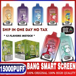 Bang Smart Screen 15000 Puffs Do jednorazowe wyposażone papierosy Vape Pen 25 ml Pod 650MAH akumulator akumulatorowy