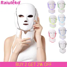 Enhet 7 Färger LED -ansiktsmaskfotonterapi Antiacne rynka borttagning Skin Föryngring Face Skin Care Tools Led Spa Mask Hine