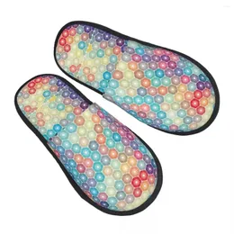 Slippers Colorful Mosaic Geometric Abstract Background Slipper For Women Men Fluffy Winter Warm Indoor