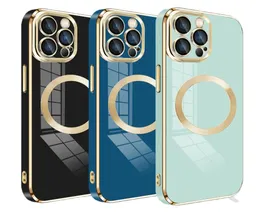 Capas magnéticas de carregamento sem fio para iPhone 14 galvanizadas macias e flexíveis TPU Phone Case4953364