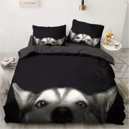 Sets 3D -Tiere Bettwäsche Set Schöne Haustier gedruckte Bettdecke Schwarze Duvet Cover Kinder Home Decor Single Queen King Size Geschenk Dropshipping