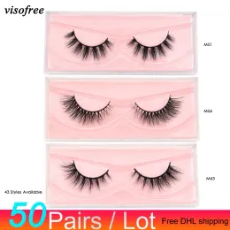 Eyelashes Free DHL 50 pairs Visofree Eyelashes Mink False Eyelashes Handmade Mink Collection 3D Dramatic Lashes 43 Styles Pink Box Bulk