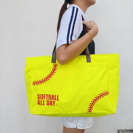 Baseball Sports Handbag Trend Large Capacity Canvas Shopping Bag Weekend Travel Embroidered Mommy Bag