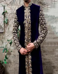 Abaya Man Muslim Fashion Arabic Men Clothes 2021 Jubba Thobe Kaftan Dress Stand Collar Gold Print Modest Islamic Clothing Male6730790
