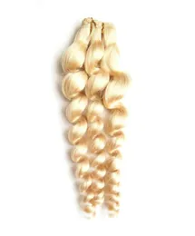 Fasci di tessuto brasiliano per capelli ondulati sciolti 1 pacco 100 capelli umani onda sciolta 1 bundle capelli biondi di colore Remy4222847