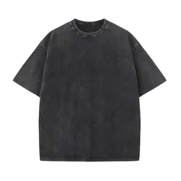 Vintage oversize men plain tshirt pesado tecido boxy ajuste 100% algodão 230gsm suporte personalizado gráfico verão casual t 240219