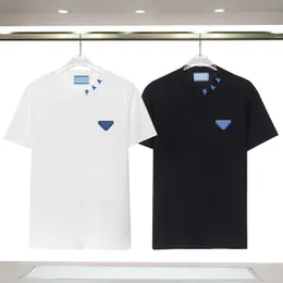 Camisetas masculinas de grife azul impresso compacto duplo algodão tecido macio camisetas
