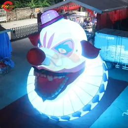 Atividades ao ar livre iluminação led cabeça de palhaço inflável para evento de halloween cabeça fantasma sangrenta venda direta da fábrica
