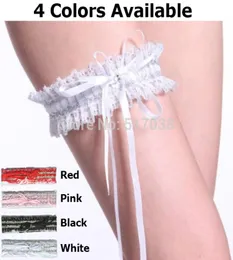 w1031 Bianco nero rosso rosa a buon mercato sexy da sposa in pizzo da sposa sull'anello della gamba Giarrettiere Cintura set leggings con nastri fiocchi reno per le donne4645505