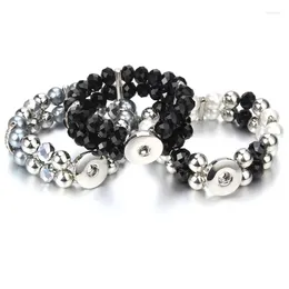 Charm Bracelets Fashion Snap Jewelry 18Mm Adjustable Elastic Button Bracelet Double-Deck Beads Bangles For Women Gift Ze503A Drop Del Dhzvq