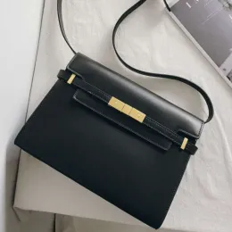 borsa da donna in vera pelle manhattan di alta qualità borsa di design di lusso borse a tracolla da donna Borsa a tracolla con patta con fibbia placcata oro