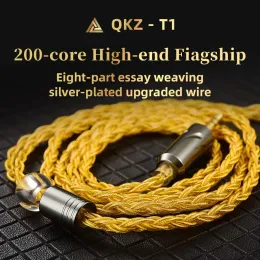 Tillbehör QKZ T1 8 Core TC Silver Plated HIFI Earphone Update Cable MMCX/2PIN CONNECTOR Use för QKZ ZXN ZXT ZXD ZX2 ZAX2 ZX1 ZX3