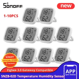 Controle 110pcs sonoff snzb02d zigbee sensor tela lcd inteligente sensor de umidade temperatura zigbee 3.0 funciona zbbrigep alexa google home