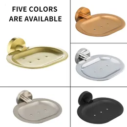 Stainless Steel Metal Soap Dish Holder Brushed Gold Matte Black Chrome Nickel Rose Gold Wall Mount Bathroom Accessories 240228