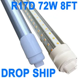R17d 8 Foot Led Light Tube 2 Pin V Shaped Bulb ,72W Rotatable HO Base T8 T10 T12 to Replace 8FT LED Tube Light 7200LM Cold White 6500K,Clear Cover, AC 90-277V crestech