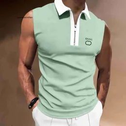 2024 camisetas masculinas camisetas masculinas moda europeia e americana de alta qualidade novo zip colarinho aberto camisa de cavalo sem mangas camiseta para homens