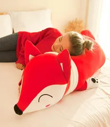 Dorimytrader Ny kreativ djur Red Fox Doll Plush Toy Soft Fox Sleeping Pillow Large Girl Birthday Present 90cm 120 cm Dy505362728589