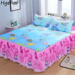 Sängkjol Fashion Floral Modern Bed Bread Textilmadrass Antislip Fade Resistant Hushållsskydd Skinvänlig Korean 240227