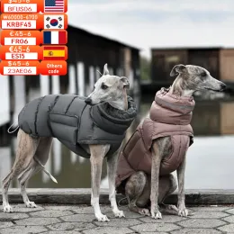 Parkas Big Dog Winter Warm Cotton Coat Justerbar medium stor hund förtjockad reflekterande hundvästkläderhund Down Jacket Whippets hund