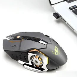 Mice Mouse Raton Wireless Silent Rechargeable 6 Button Led Laptop Gamer Computer Inalambrico Ordenador Sem Fio 19A19 Drop Delivery Com Otgvy