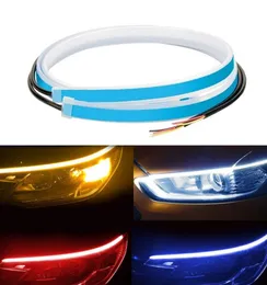 Tiras 2 Pcs Carro LED Strip DRL Luz Diurna À Prova D 'Água Universal 12V Auto Farol Sequencial Turn Signal Fluxo Amarelo Day5221611