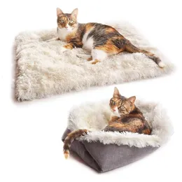 Mats Cat Bed Foldable Pet Cushion Square Plush Cat Bed Mats Small Dog Rest Blanket Sleeping Puppy Cats Nest Sleep Pad cama para gatos