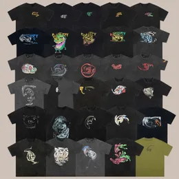T-shirt de moda de designer de roupas lavar a rua da rua antiga da rua de dança da tendência masculina e feminina Camiseta de manga curta 666